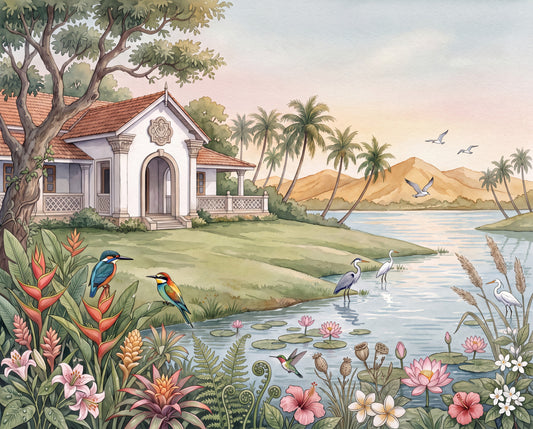 The Tropical Lake Estate Wall Mural