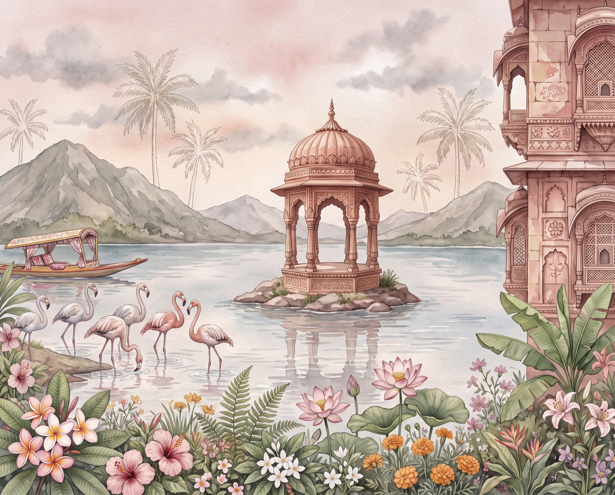 The Flamingo Lake Pavilion Wall Mural - RJM15