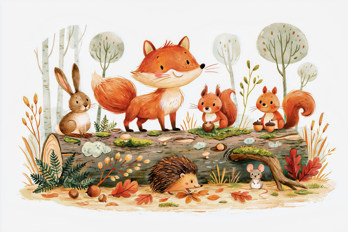 Forest Friends Autumnal Woodland Gathering Wall Mural
