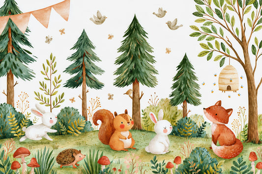 Autumnal Forest Meadow Animal Gathering Wall Mural