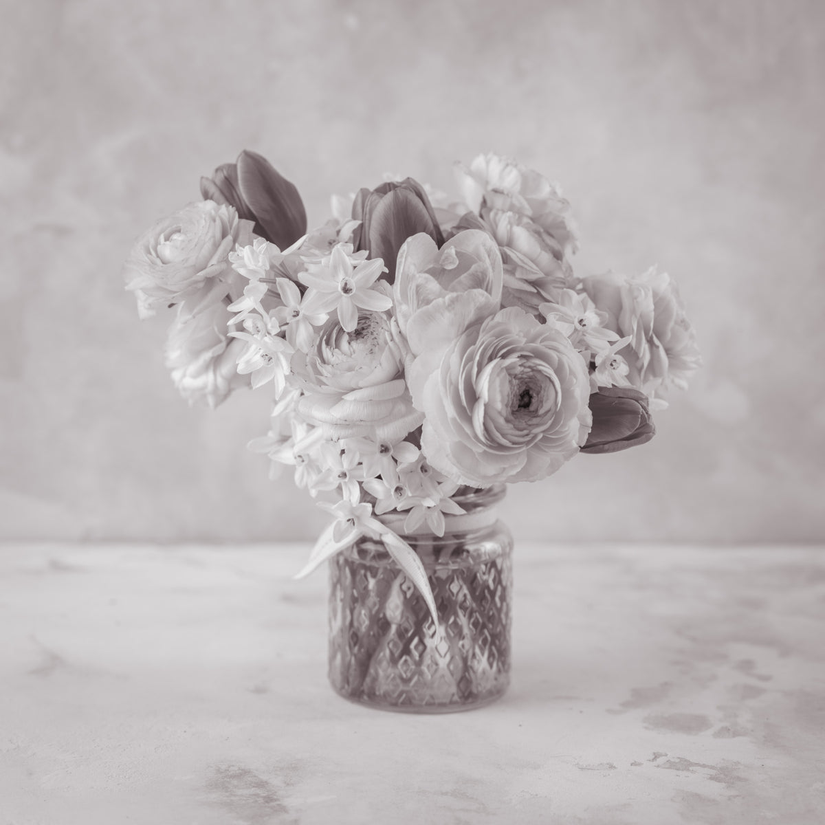 Muted Floral Still Life Study Wall Mural in your room — zoomed