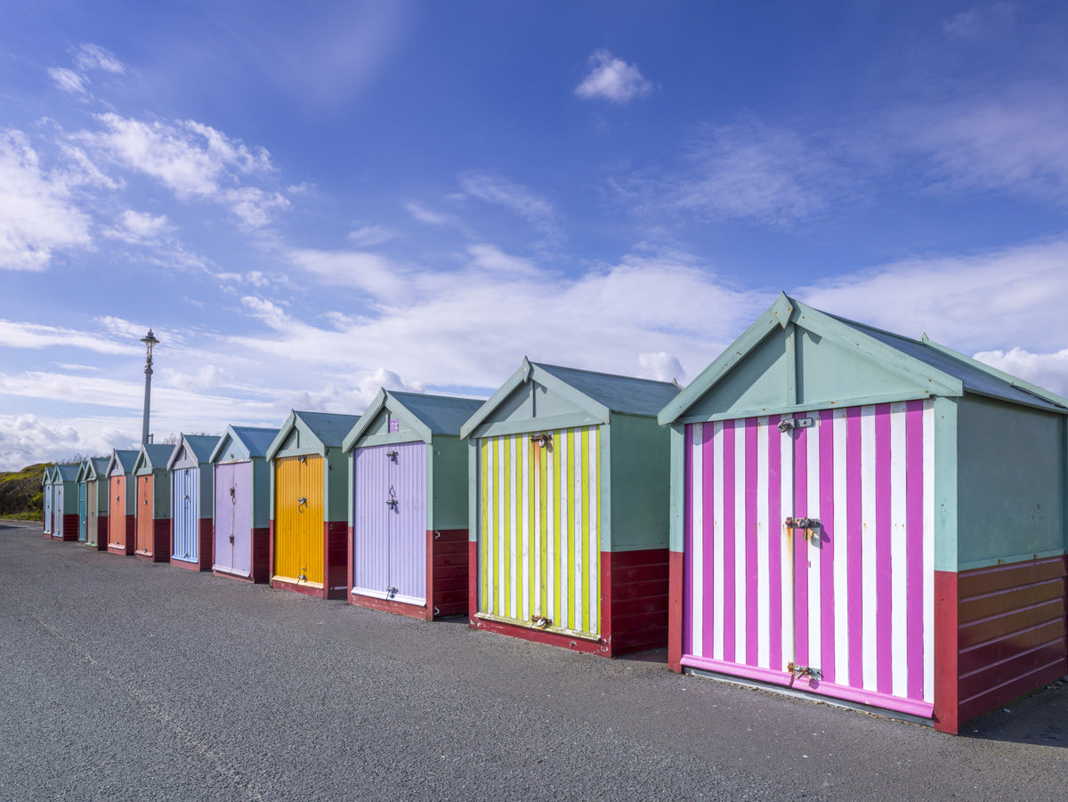 Striped Seaside Cabin Row Wall Mural in your room — zoomed