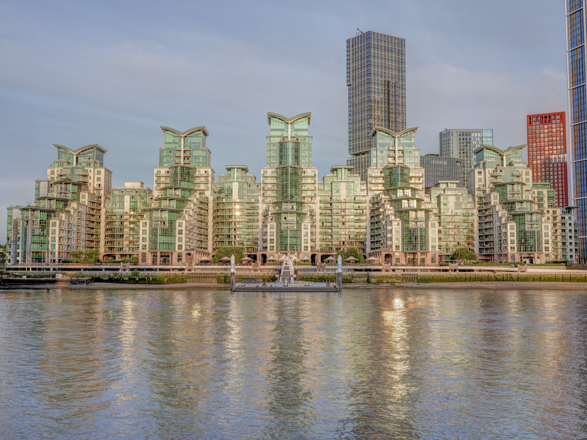 Modern Urban Glass Waterfront Wall Mural in your room — zoomed