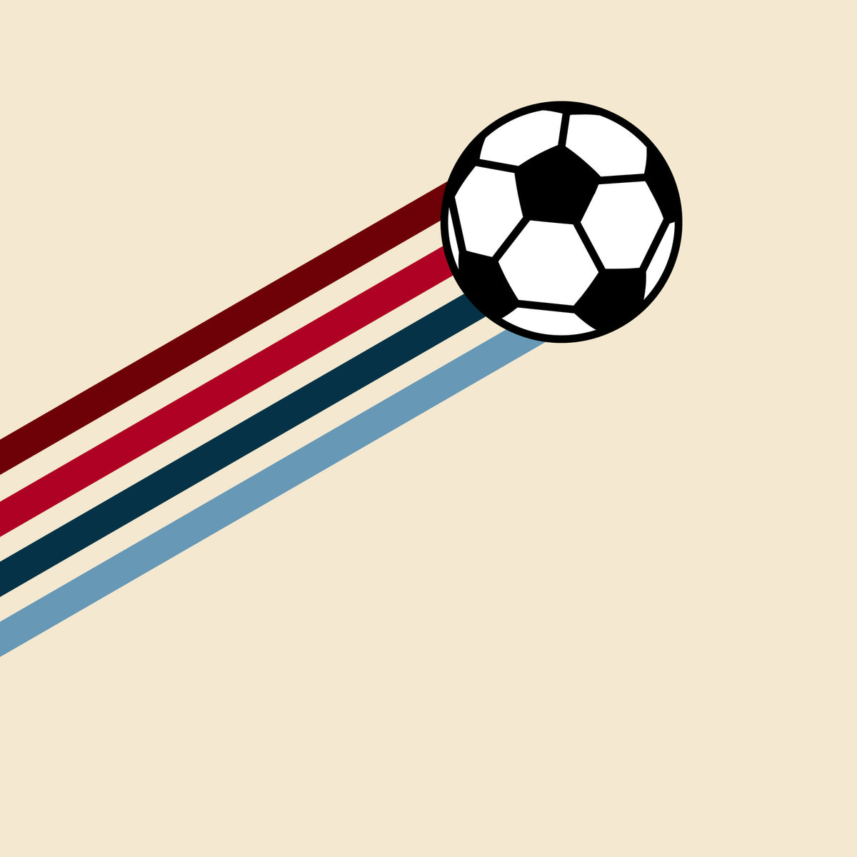 Minimalist Soccer Retro Stripes Wall Mural in your room — zoomed