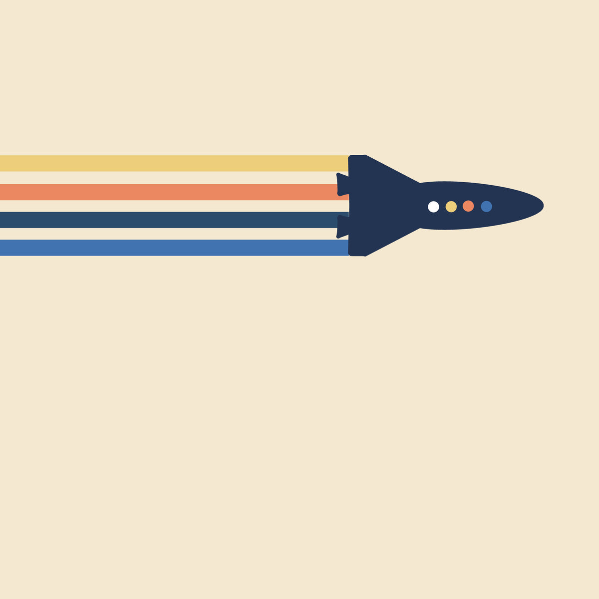 Retro Rocket Streamers Wall Mural in your room — zoomed