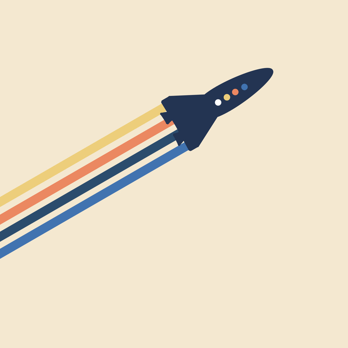 Retro Rocket Blast Off Space Wall Mural in your room — zoomed