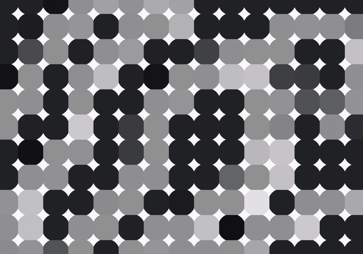 Monochrome Geometric Dot Grid Wall Mural in your room — zoomed