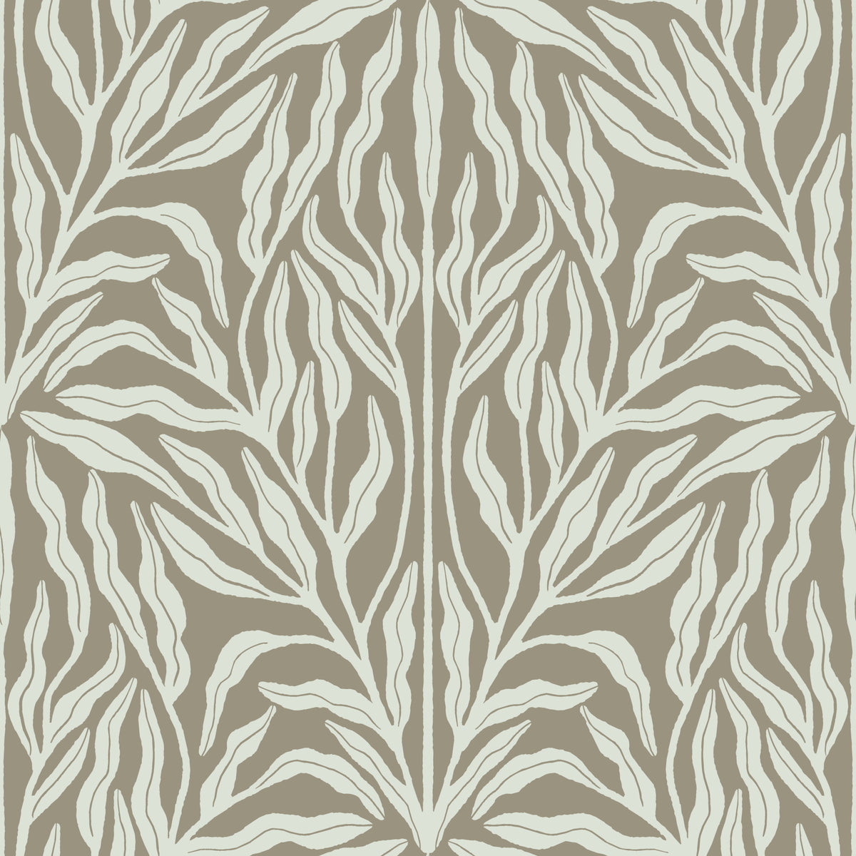 Neutral Botanical Leaf Symmetry Wallpaper⁠ in your room — zoomed