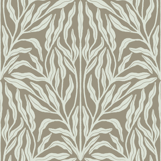Neutral Botanical Leaf Symmetry Wallpaper⁠