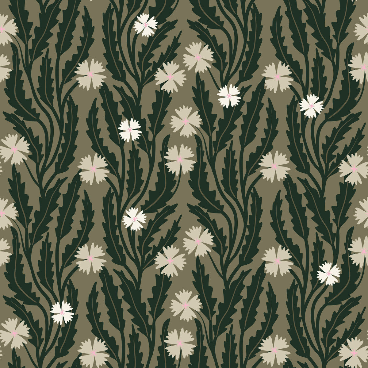 Forest Meadow Botanical Illustration Wallpaper⁠ in your room — zoomed