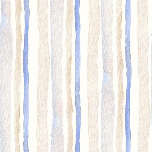 Serene Blue and Beige Watercolor Stripes Wallpaper⁠