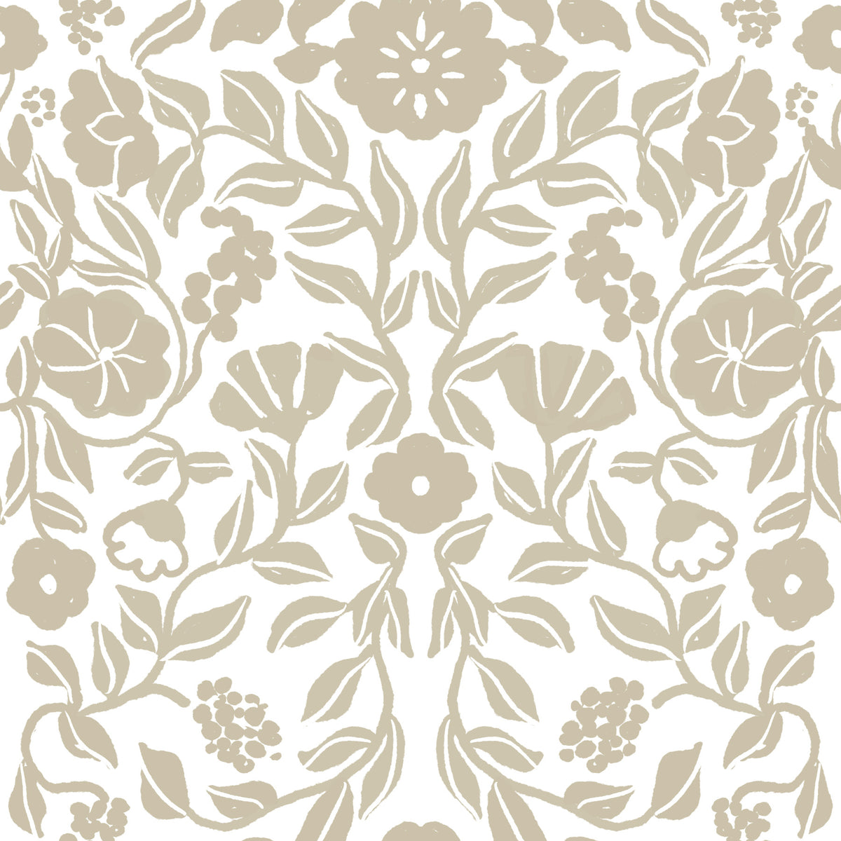 Minimalist Botanical Beige Sketch Wallpaper⁠ in your room — zoomed