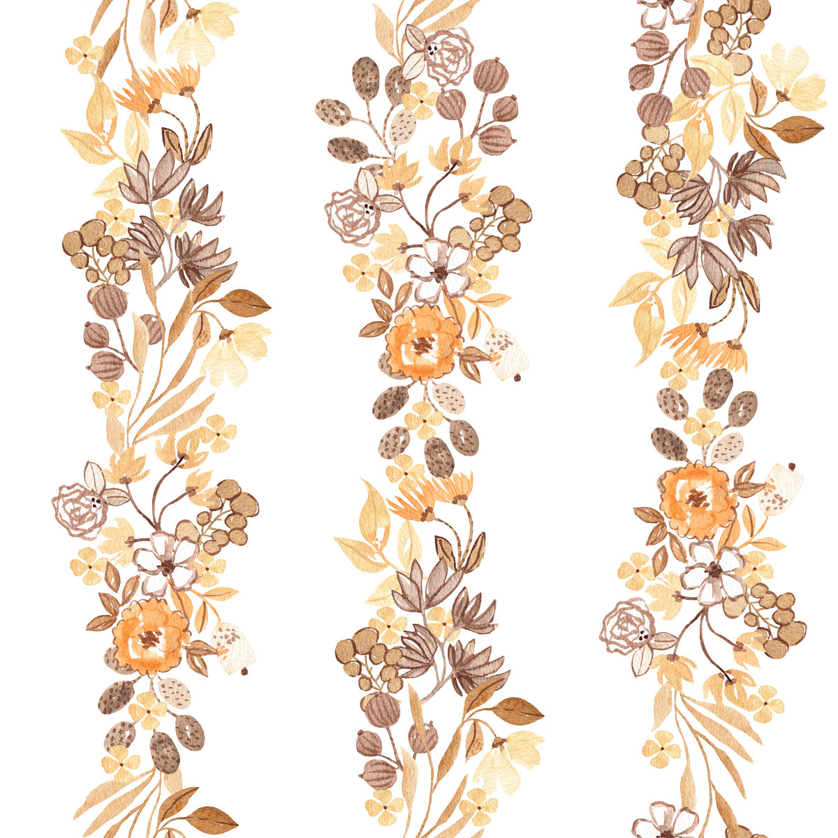 Watercolor Meadow Vertical Sprigs Wallpaper⁠ in your room — zoomed