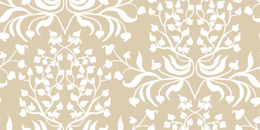 Cream and White Damask Silhouette Wallpaper⁠