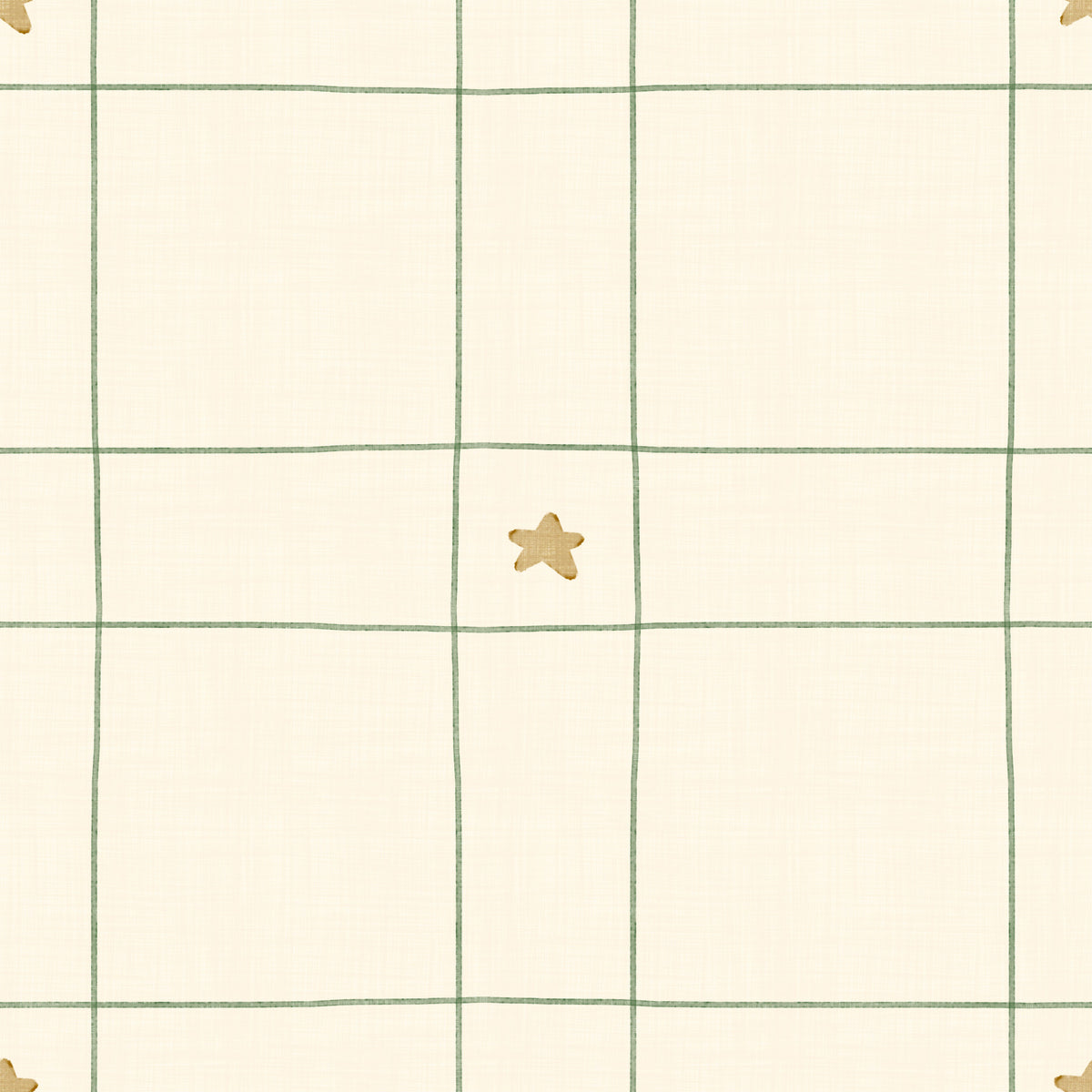 Minimalist Holiday Windowpane Plaid Hand Drawn Stars - Forest Pine Green Wallpaper⁠ in your room — zoomed