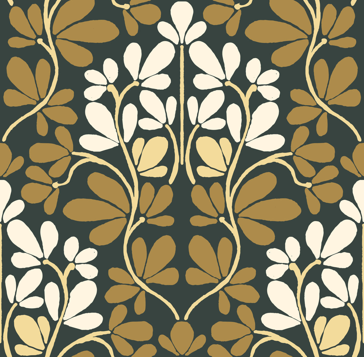 Golden Foliage Symmetry Wall Mural in your room — zoomed