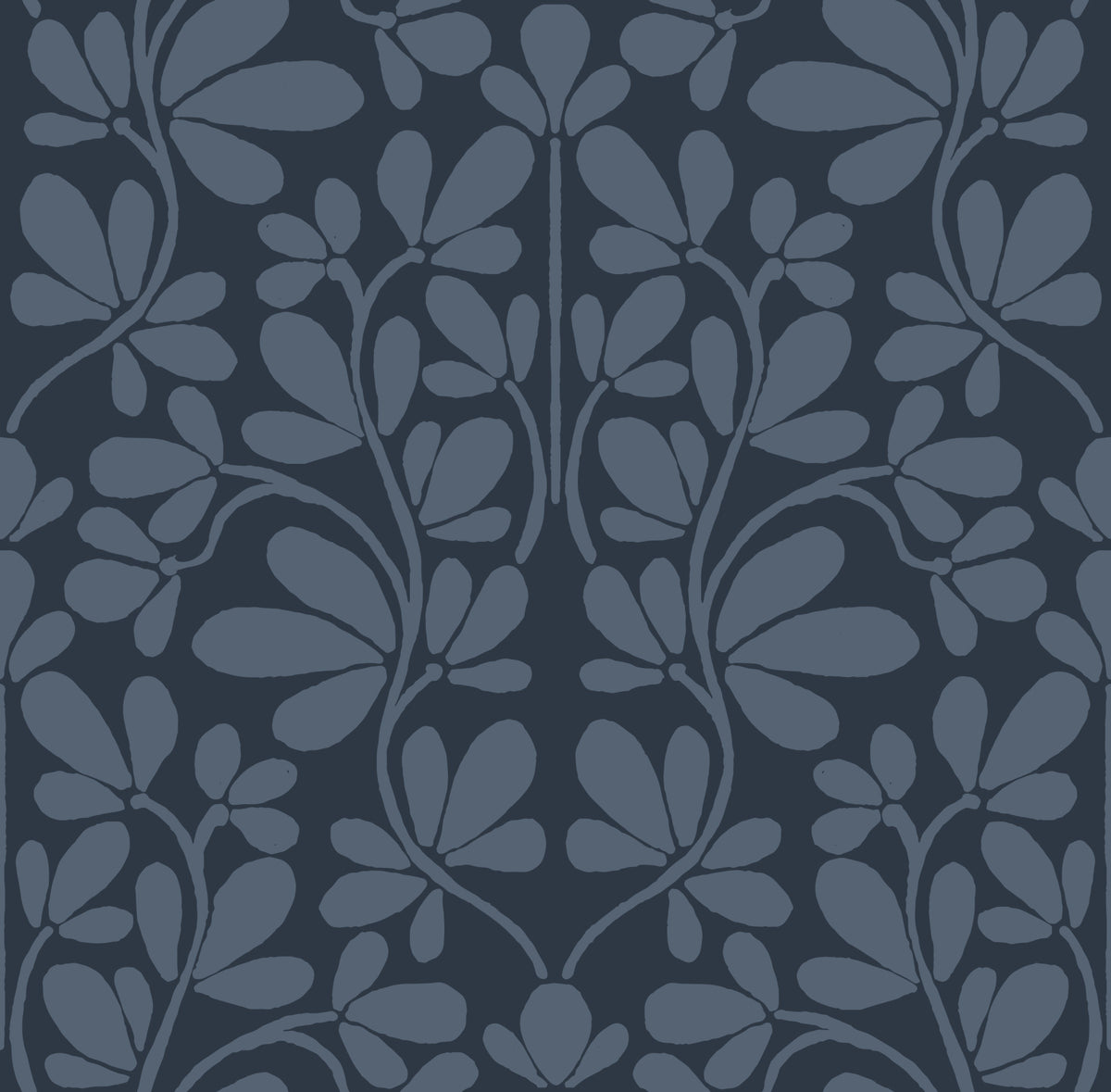 Midnight Botanical Damask Wall Mural in your room — zoomed