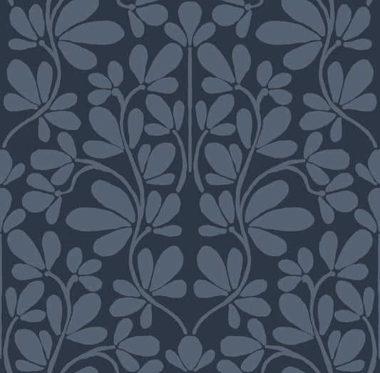 Midnight Botanical Damask Wall Mural