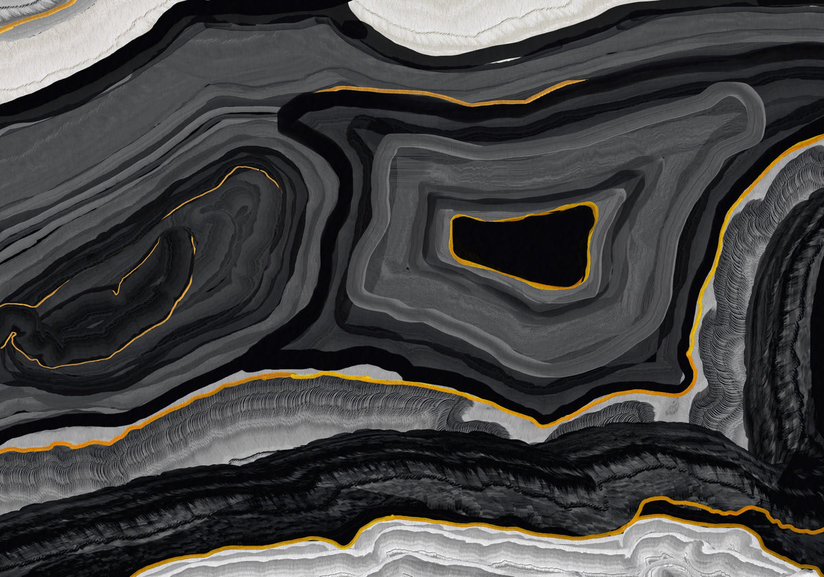 Monochrome Agate Flow Wall Mural in your room — zoomed