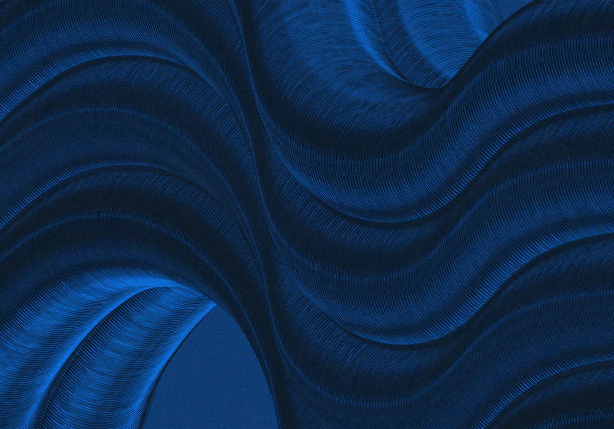 Midnight Navy Fluid Curves Wall Mural in your room — zoomed