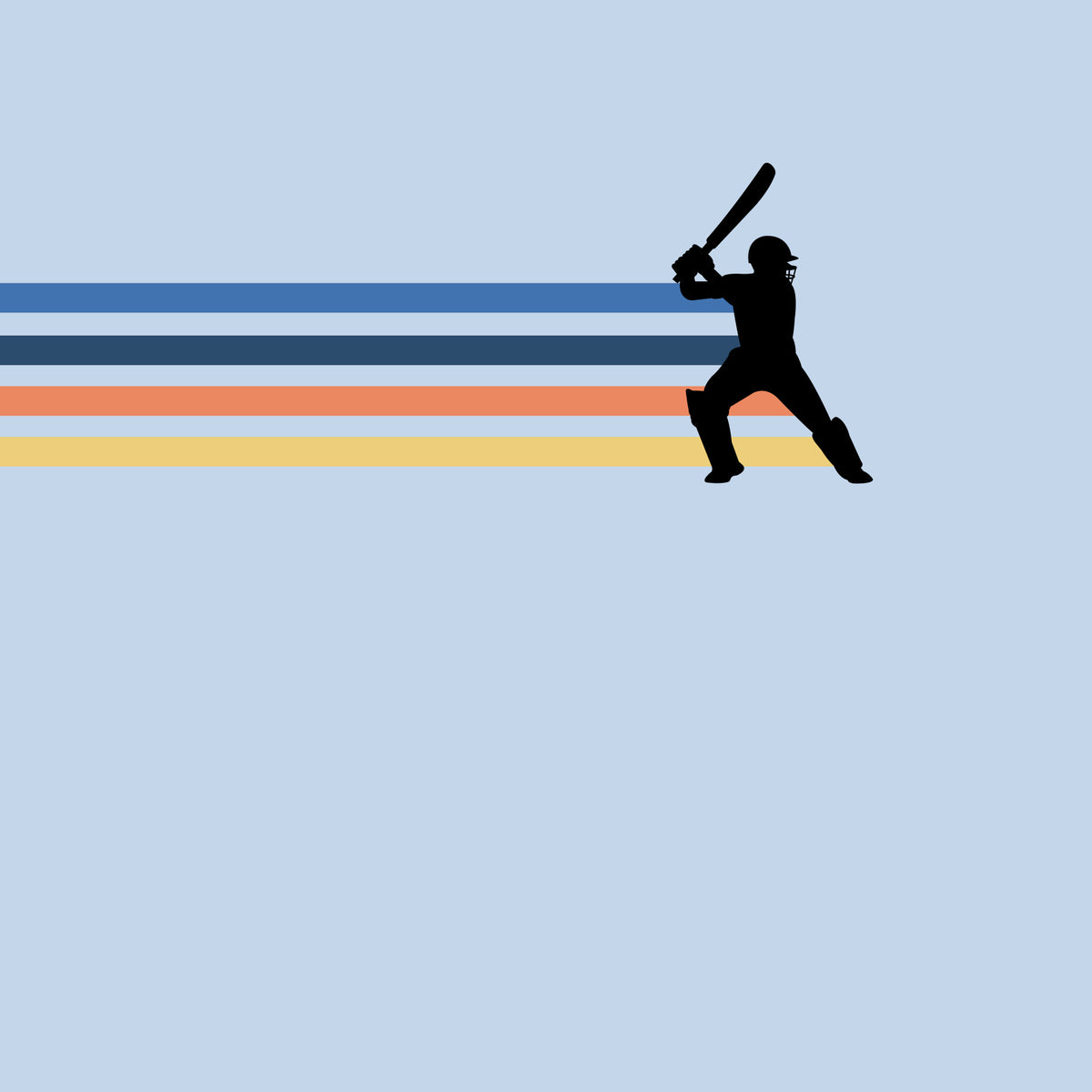 Retro Cricket Player Silhouette Wall Mural in your room — zoomed