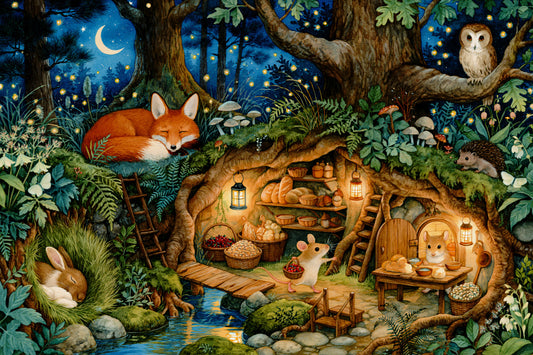 Enchanted Woodland Burrow Scene Wall Mural