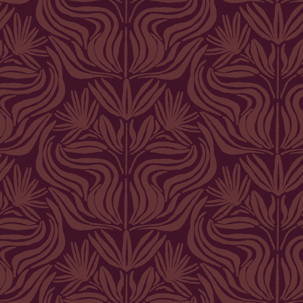 Deep Burgundy Damask Floral Pattern Wallpaper⁠ in your room — zoomed