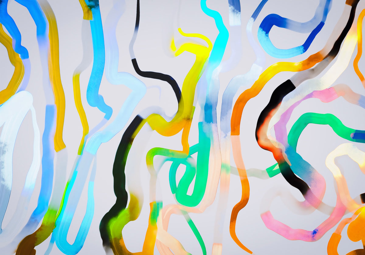 Vibrant Fluid Stroke Composition Wall Mural in your room — zoomed