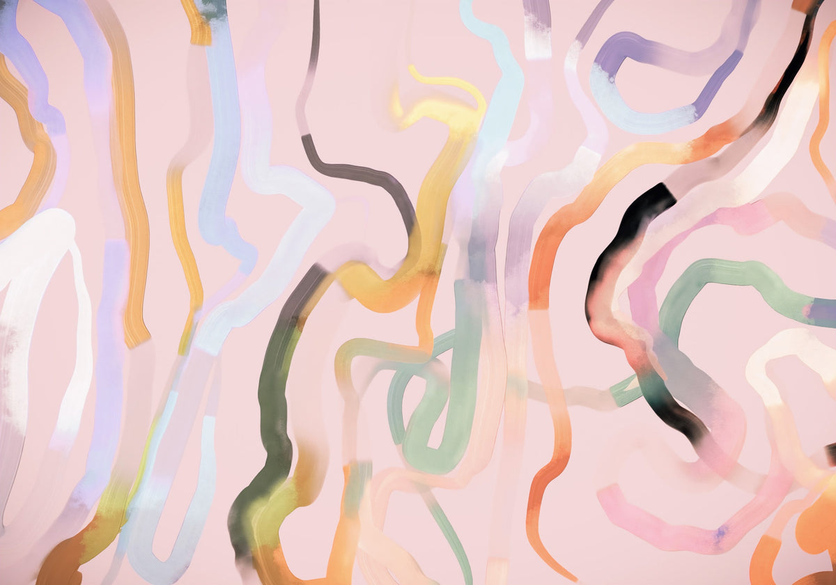 Abstract Painted Ribbons Wall Mural in your room — zoomed