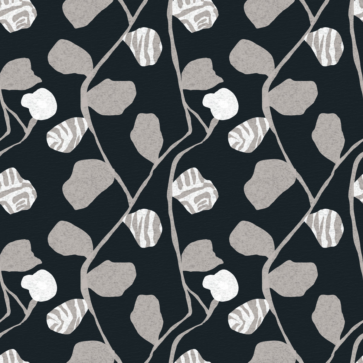 Minimalist Graphite Botanical Weave Wallpaper⁠ in your room — zoomed