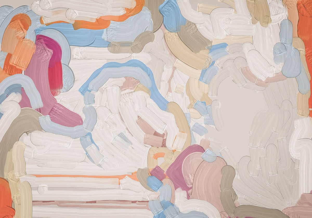 Abstract Painted Strokes in Soft Tones Wall Mural in your room — zoomed