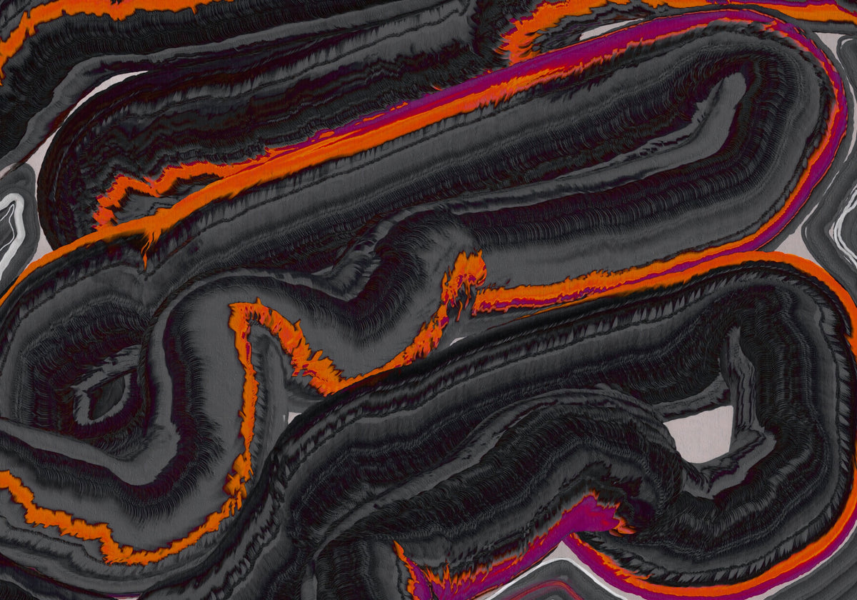 Fiery Strata Contemporary Pattern Wall Mural in your room — zoomed
