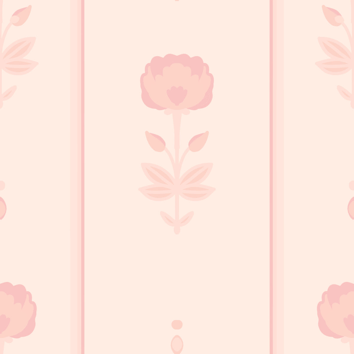Soft Blush Floral Stripe Wallpaper⁠