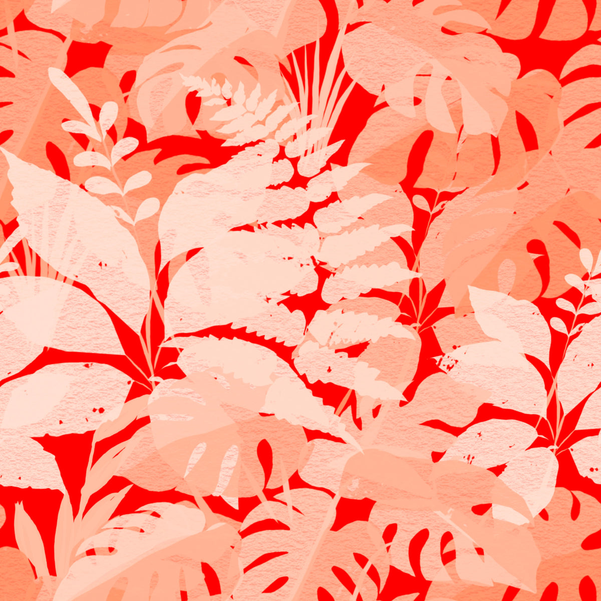Fiery Coral Tropical Foliage Wallpaper⁠