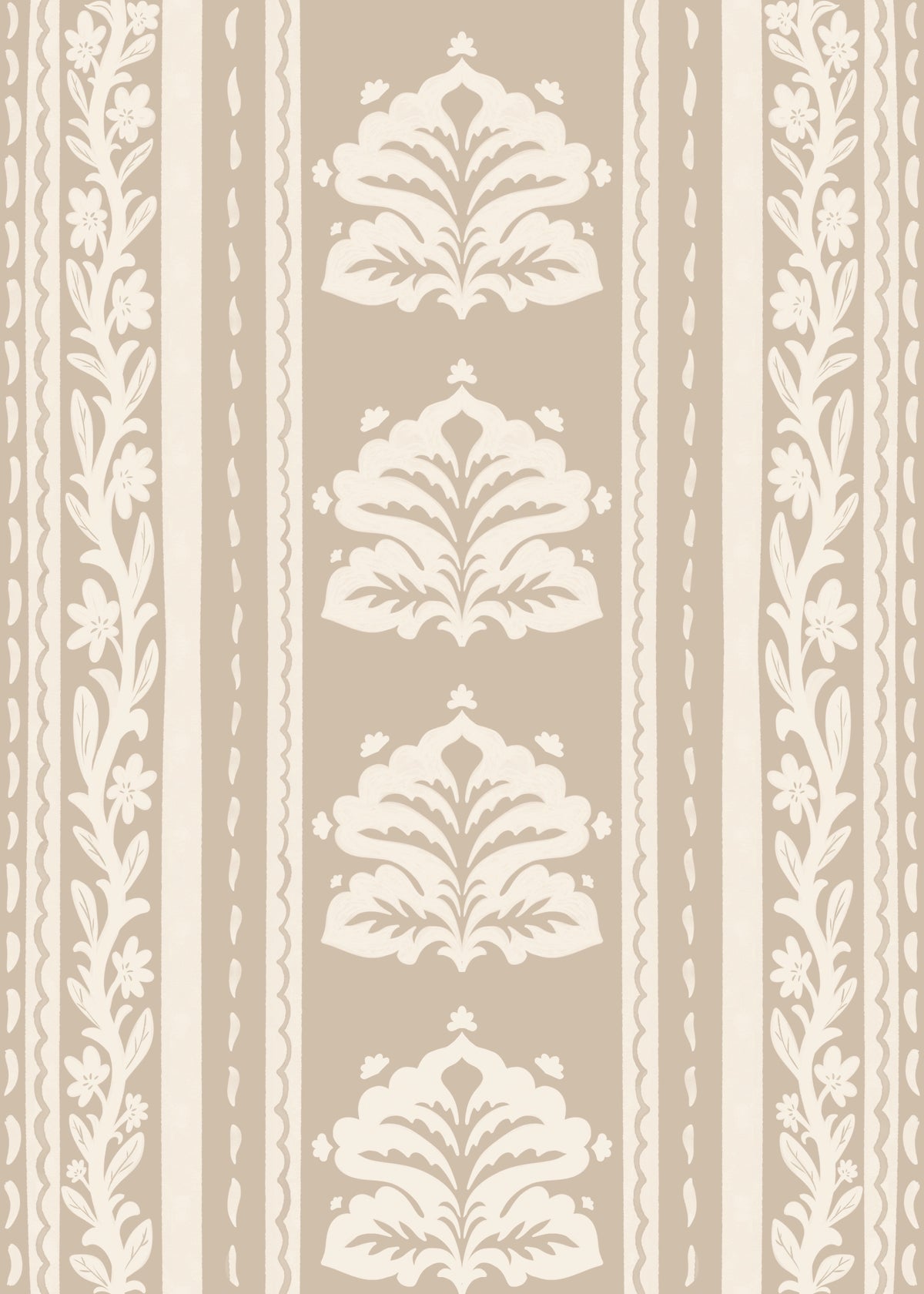 Beige Damask Stripe Heritage Wallpaper⁠
