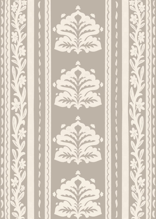 Neutral Heritage Damask Stripe Wallpaper⁠