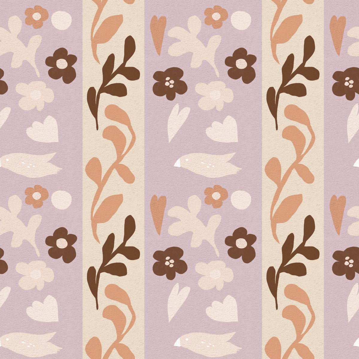 Whimsical Nature Stripe Print Wallpaper⁠
