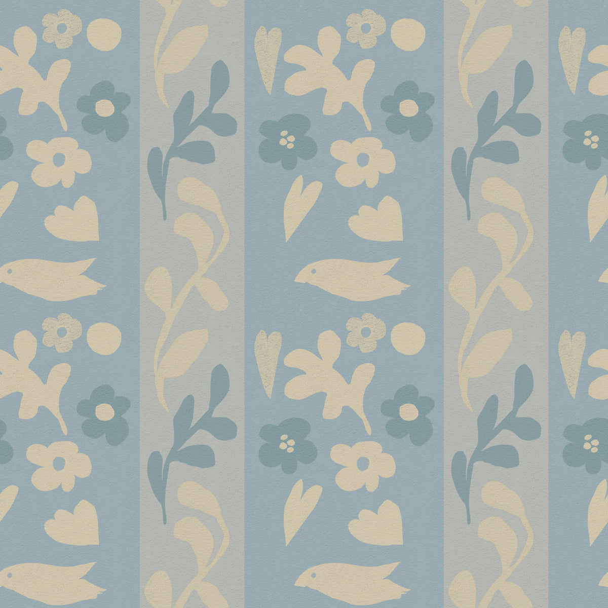 Minimalist Garden Bird Stripe Wallpaper⁠