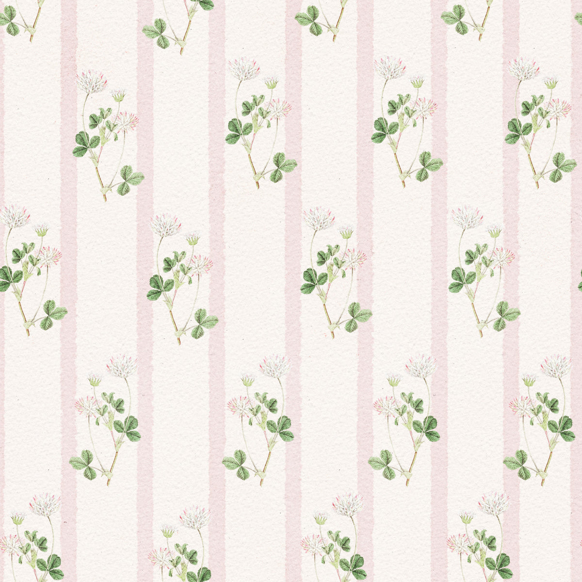 Soft Clover and Pastel Stripe Botanical Print Wallpaper⁠ in your room — zoomed