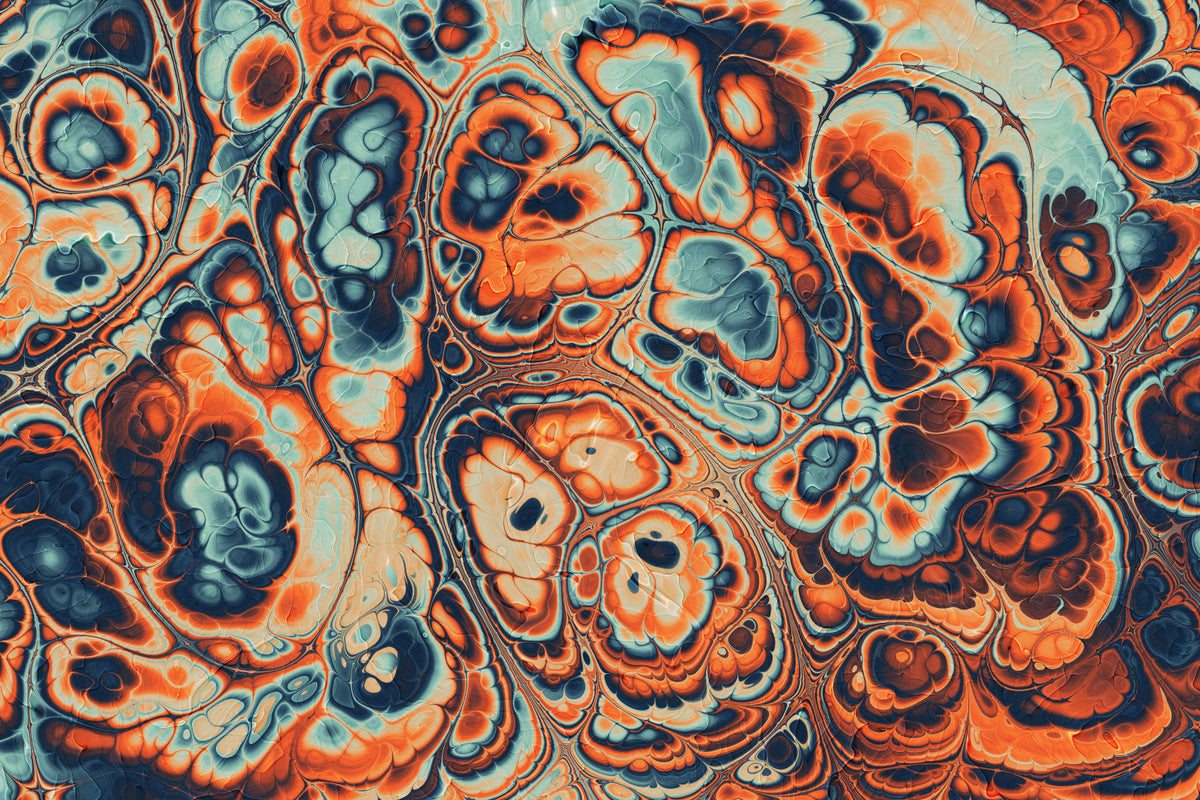 Ocean Fire Marble Abstract Wall Mural in your room — zoomed