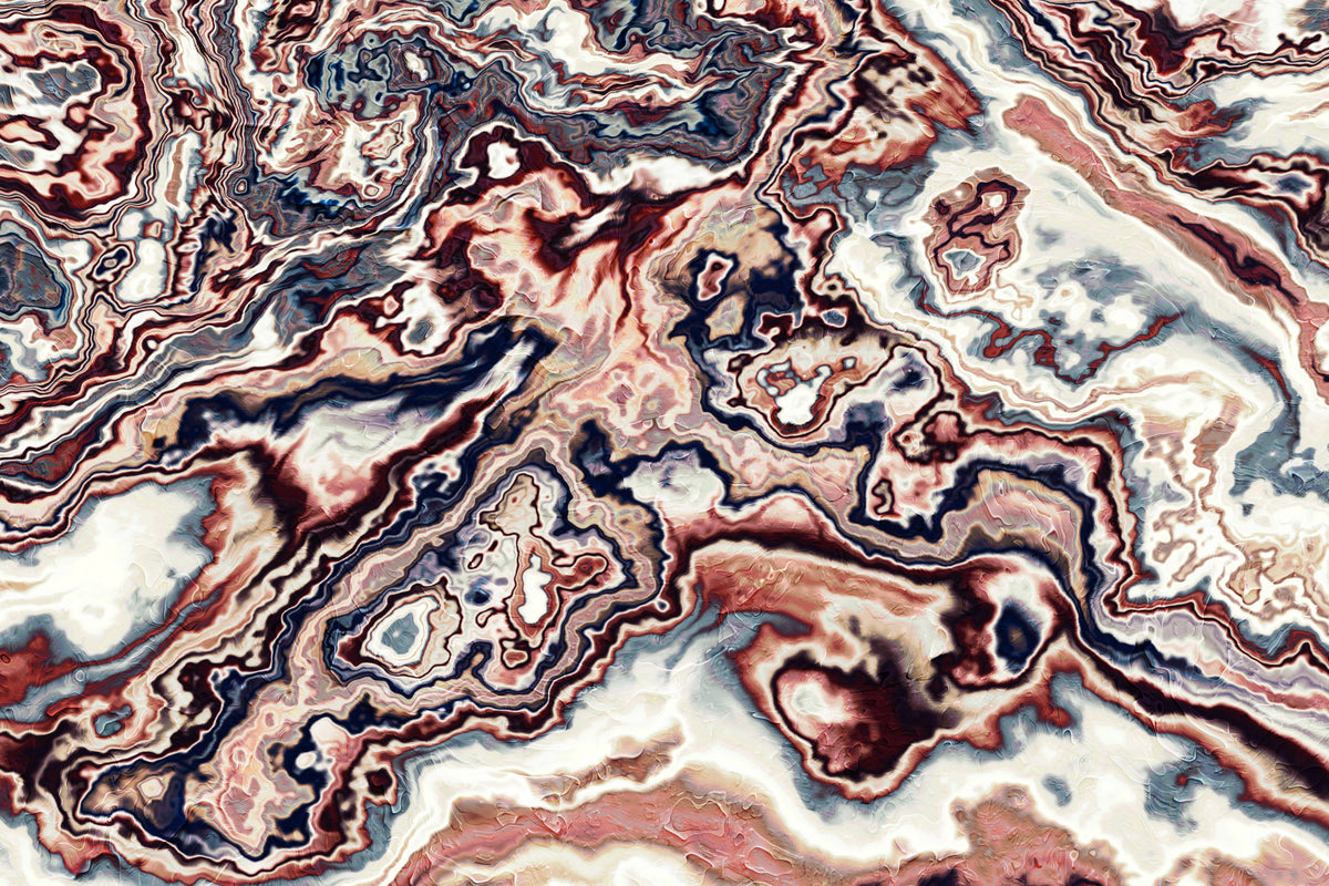 Colorful Abstract Swirls Marble Wall Mural in your room — zoomed