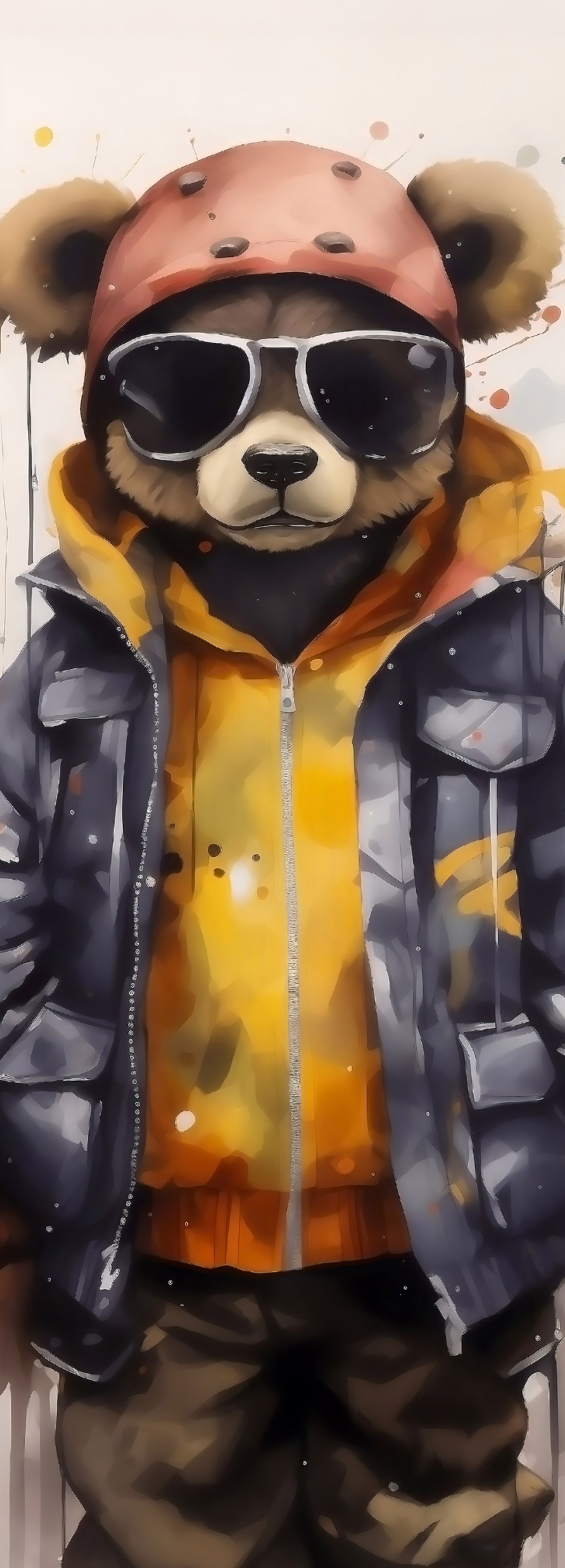 Cool Aviator Bear in Hoodie Wall Mural in your room — zoomed