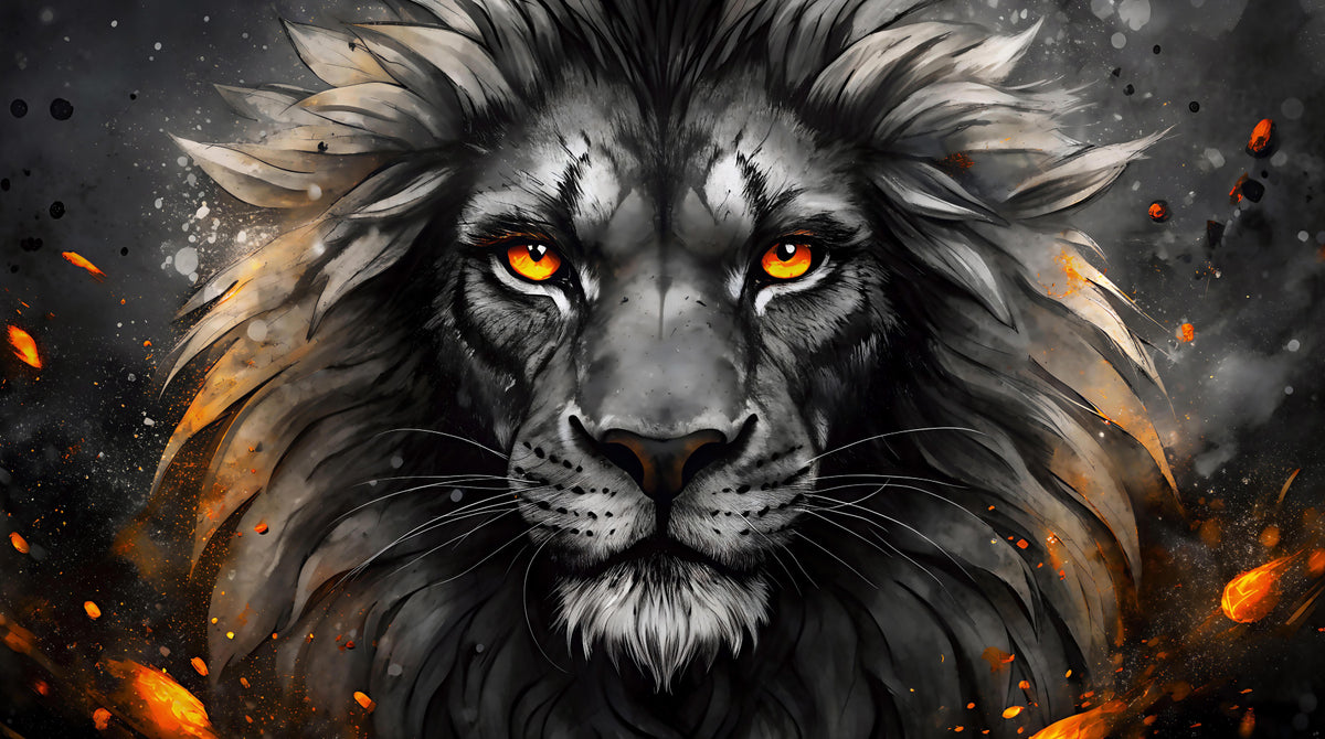 Black Lion Face Wall Mural