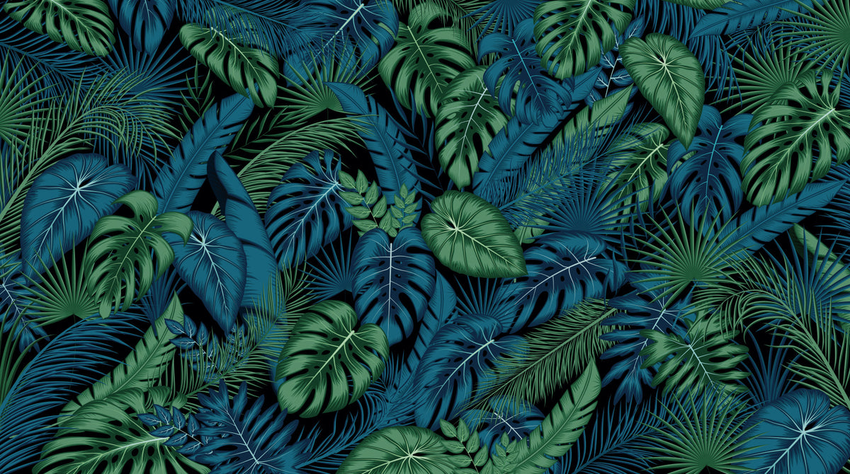 Midnight Tropical Foliage Wall Mural