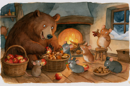 Woodland Friends Bear With Mice In Cozy Cottage Pantry Adventure Scene Wall Mural