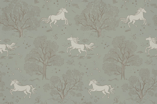 Magical Unicorn Dreamland – Sage Green Wall Mural Wall Mural