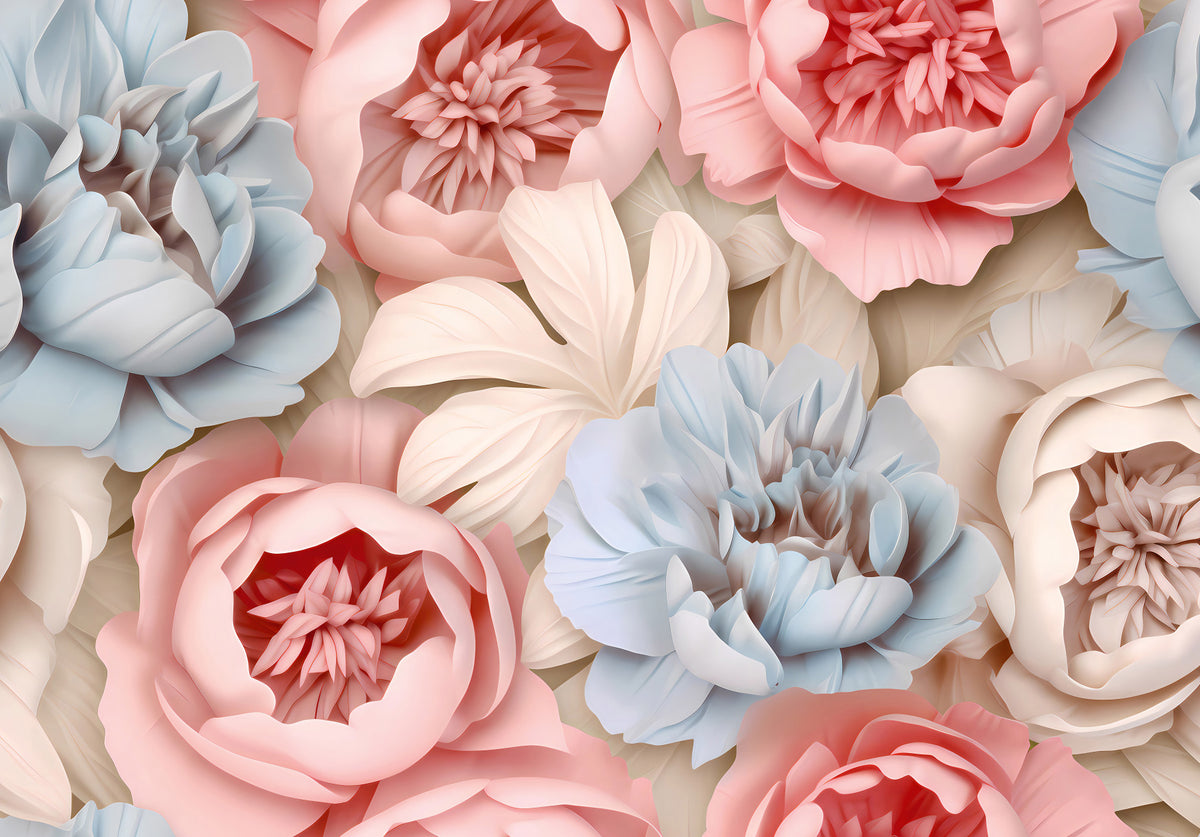 Abstract Peony Composition Wall Mural in your room — zoomed