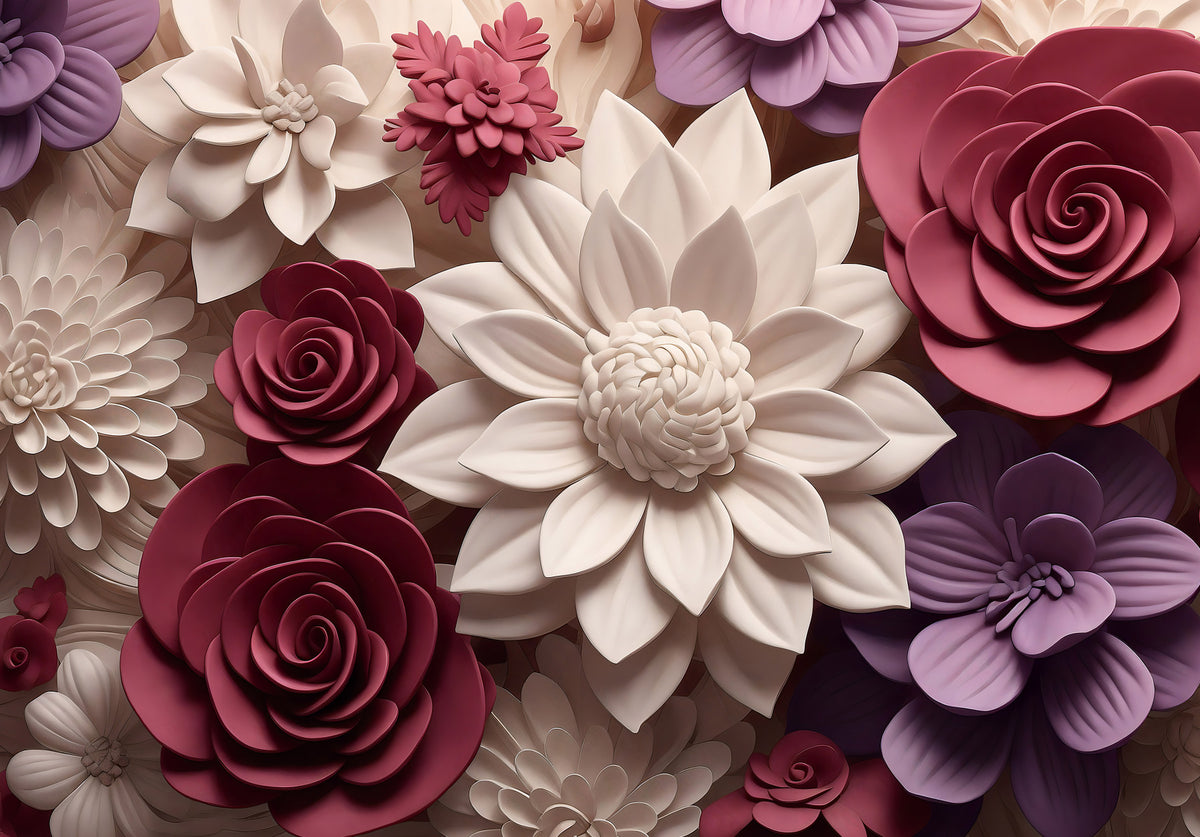3d  Floral Blooms Wall Mural in your room — zoomed