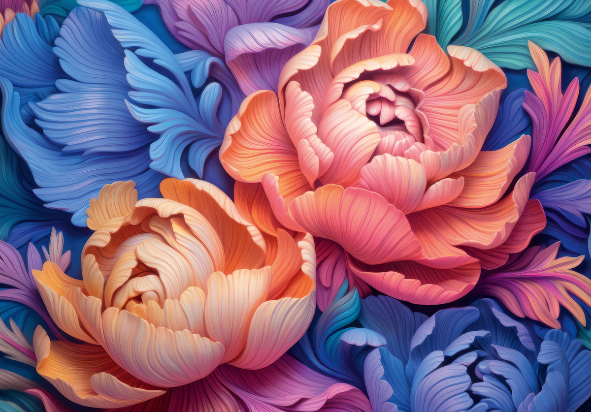 Vibrant Peony Bloom Artistic Mural Wall Mural in your room — zoomed