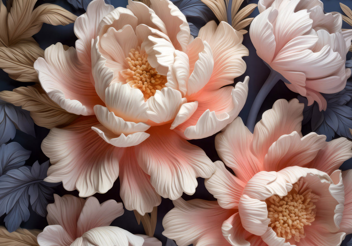 Soft Blush Peony Petals in Bloom Wall Mural